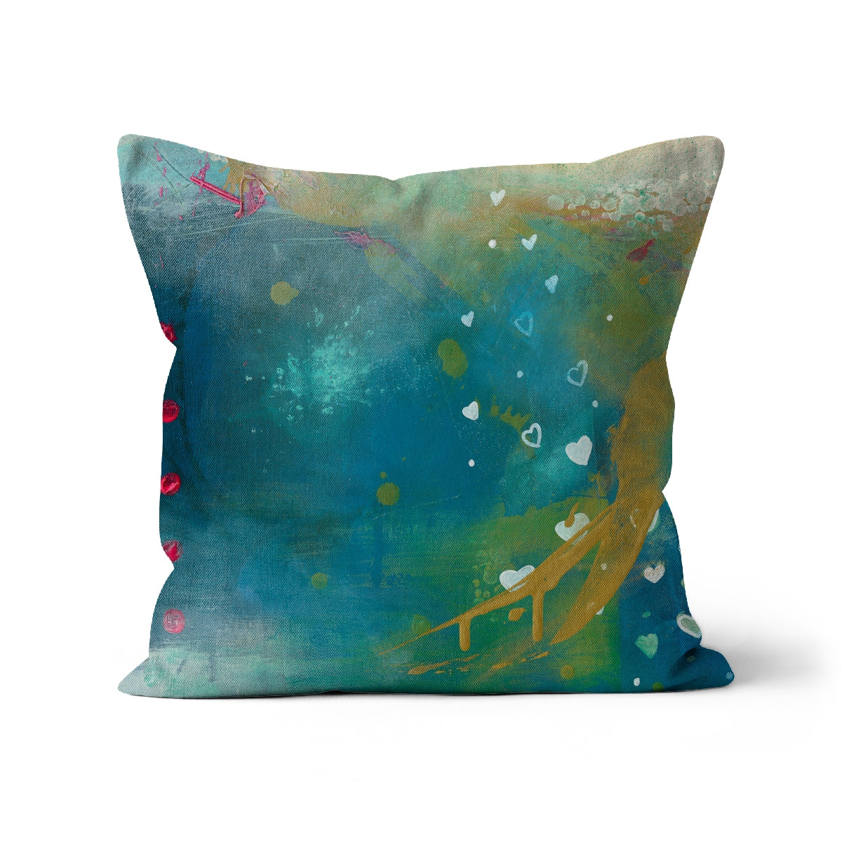 Abalone teal Cushion front with hearts