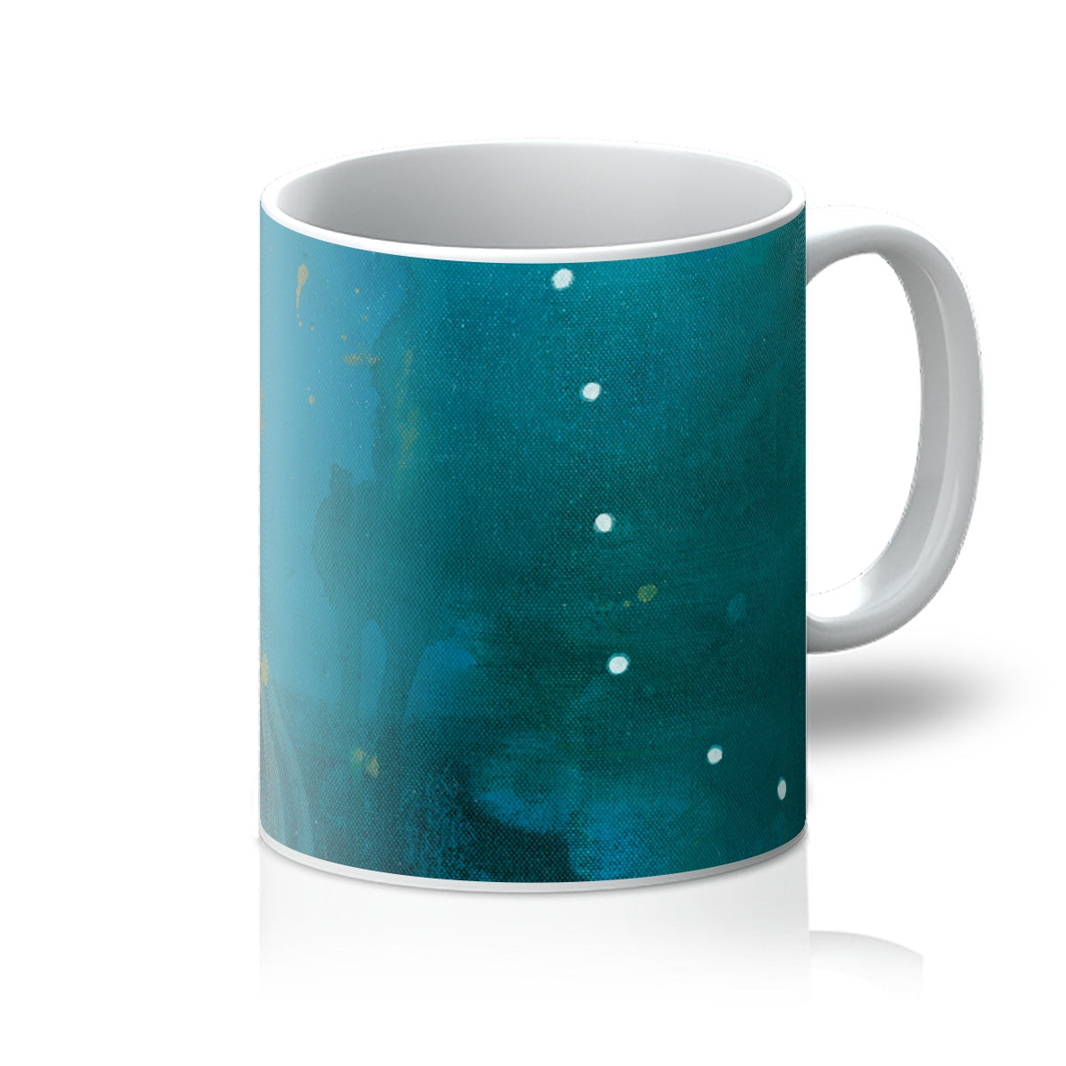 11oz ceramic mug featuring Leana Robinson's abstract art pure joy